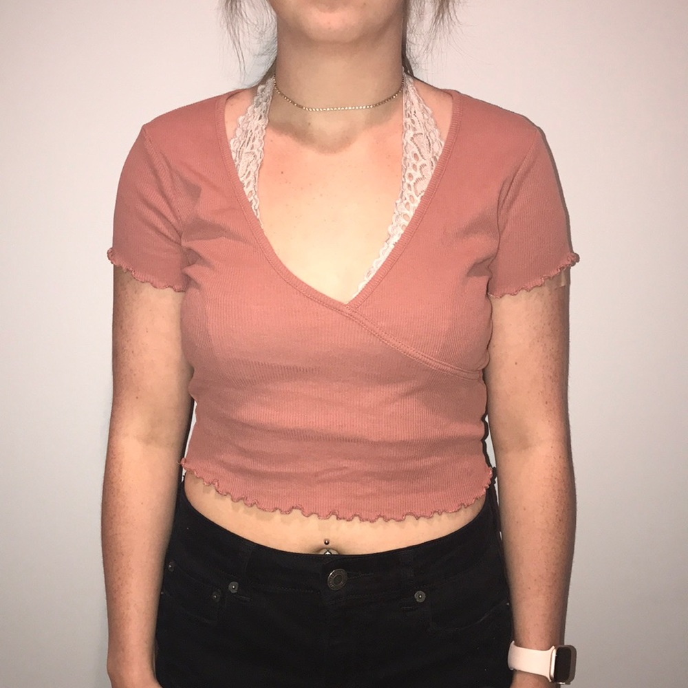 Wrap Around Ruffle Orange Crop Top
